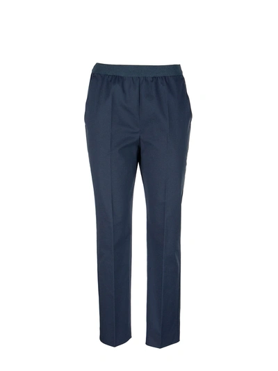 Shop Agnona Cotton Trousers In Blue