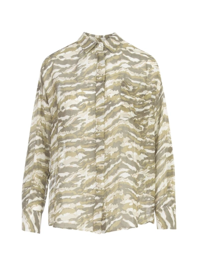 Shop Antonelli Fantasy L/s Shirt In Green Beige