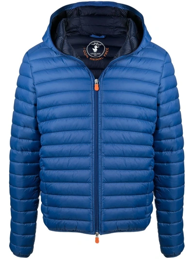 Shop Save The Duck Donald Ecological Down Jacket In Blue Nylon