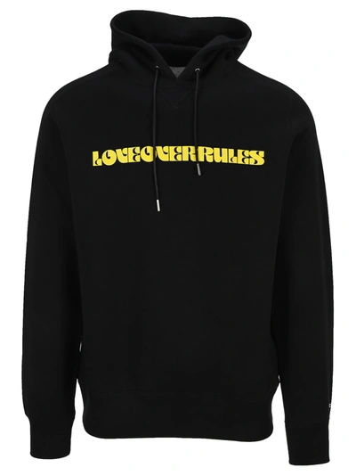 Shop Sacai Love Over Rules Hoodie In Black Yellow