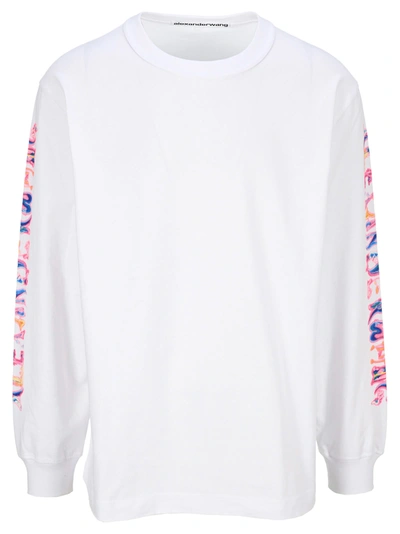 Shop Alexander Wang Logo Long Sleeve T-shirt In White
