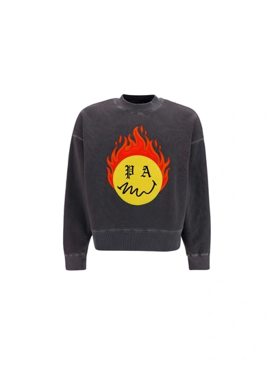 Shop Palm Angels Sweatshirt In Washed Black