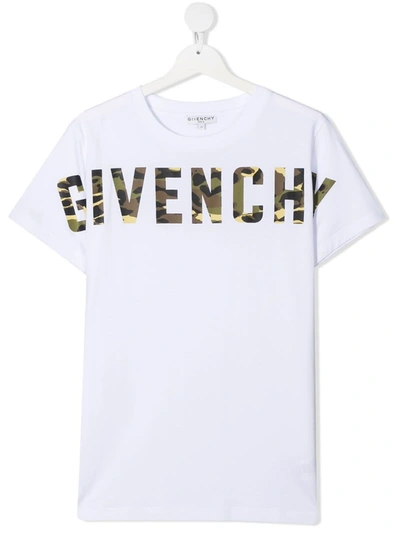 Shop Givenchy Cotton T-shirt With Camouflage Logo Print In White
