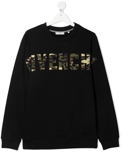 Shop Givenchy Jersey Sweatshirt With Camouflage Print In Black