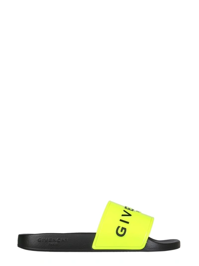Shop Givenchy Slide Sandals With Logo In Yellow