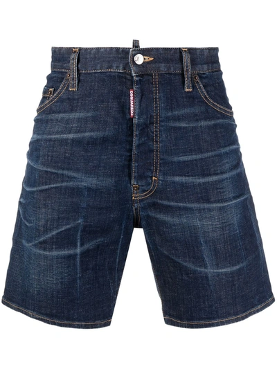 Shop Dsquared2 Mid-rise Denim Shorts In Blue