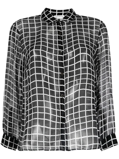 Pre-owned Dries Van Noten 1990s Sheer Checked Shirt In Black