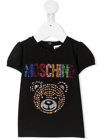 Shop Moschino Stud-embellished T-shirt In Black