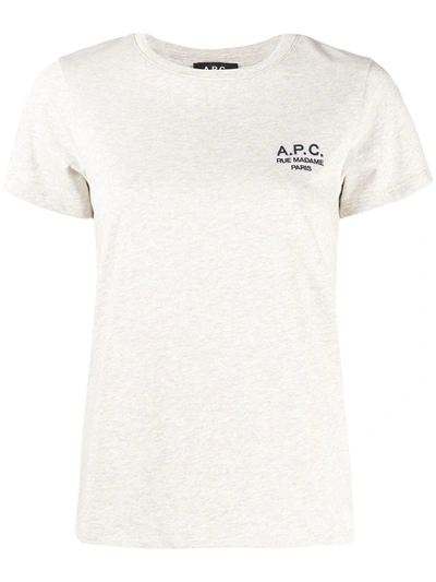Shop Apc Logo-print Cotton T-shirt In Grey