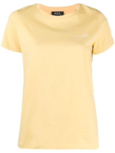 Shop Apc Finished-edge Cotton T-shirt In Yellow