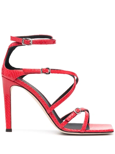 Shop Giuseppe Zanotti Snakeskin-effect High-heel Sandals In Red