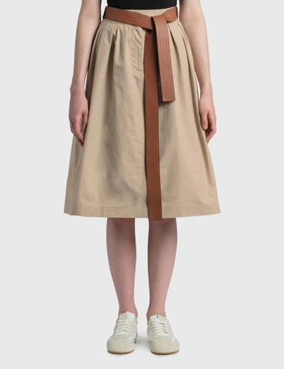 Shop Loewe Leather Belt Skirt In Beige