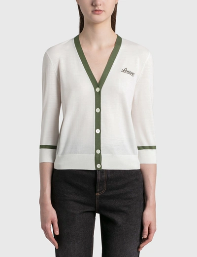 Shop Loewe Cropped Cardigan In White