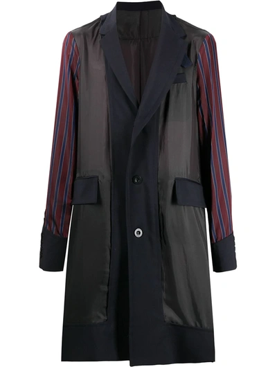 Shop Sacai Panelled Single-breasted Coat In Black