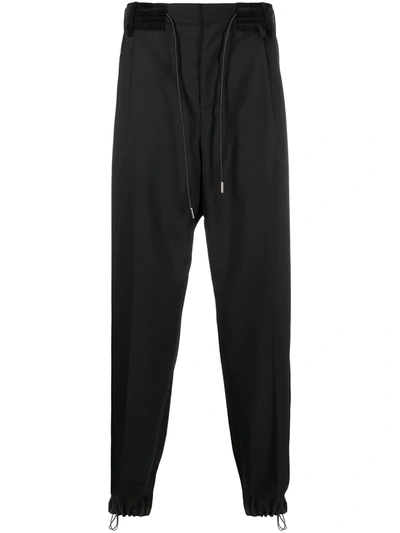 Shop Sacai Tie-fastening Tapered Trousers In Black