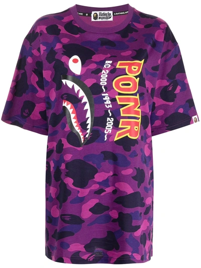 Shop A Bathing Ape Camouflage-pattern T-shirt Dress In Purple