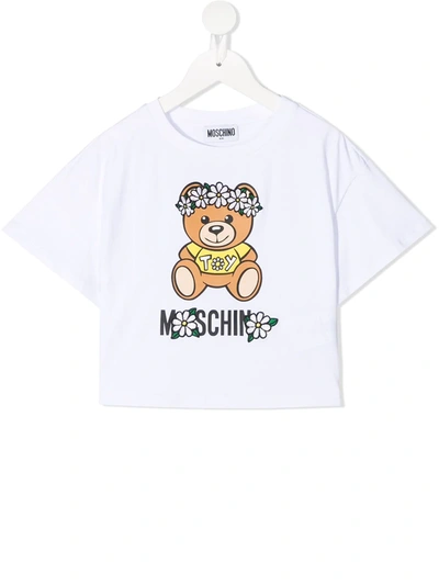 Shop Moschino Toy Bear Flower T-shirt In White