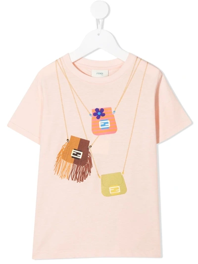 Shop Fendi Bag-print T-shirt In Pink