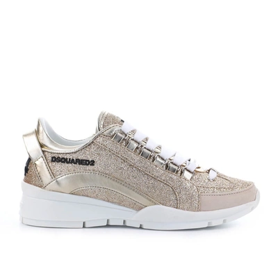 Shop Dsquared2 551 Glitter Platinum Sneaker In Gold