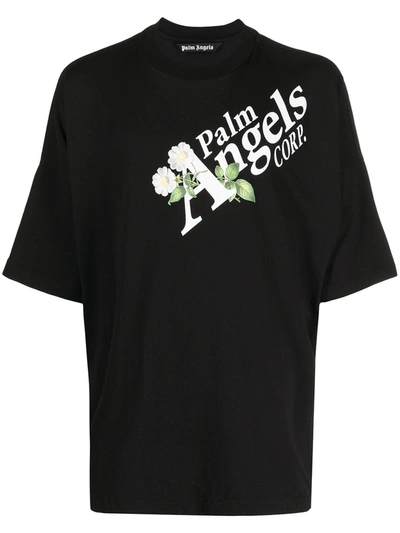 Shop Palm Angels Daisy Logo Loose T-shirt In Black