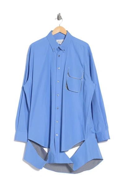 Shop Maison Margiela Cutout Sport Shirt In Blue