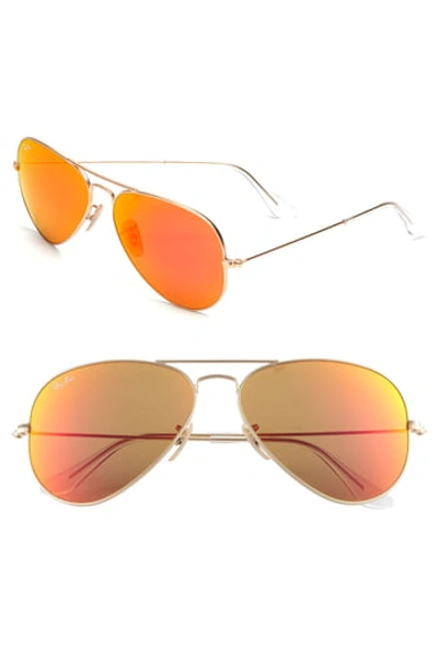 Shop Ray Ban Standard Original 58mm Aviator Sunglasses In Gold/ Brown