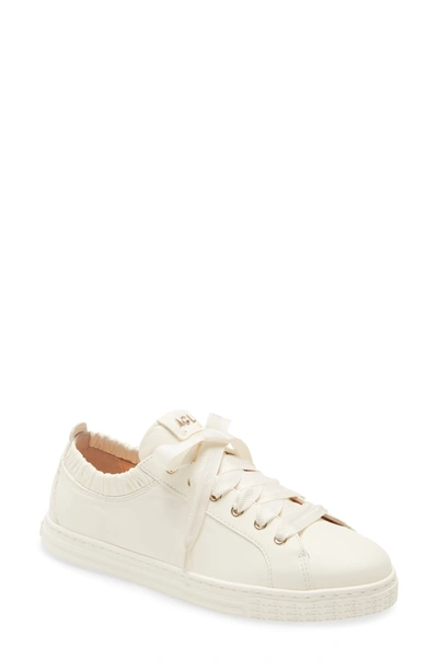 Shop Agl Attilio Giusti Leombruni Ruffle Top Lace-up Sneaker In Off White Leather