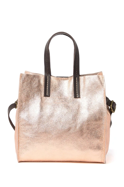 Shop Maison Heritage Sac Bandouliere Small Metallic Tote Bag In Rose