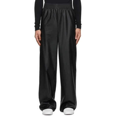 Shop Raf Simons Black Faux-leather Trousers In 00099 Black