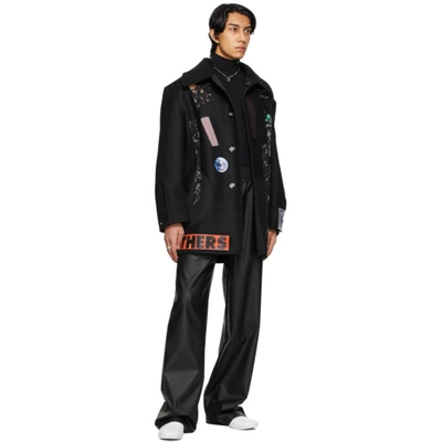 Shop Raf Simons Black Faux-leather Trousers In 00099 Black