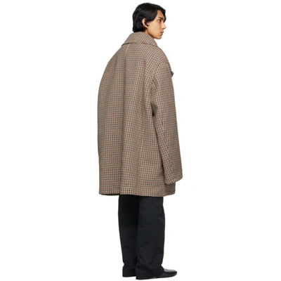 Shop Raf Simons Brown Oversized Checked Caban Coat In 00060 Brown