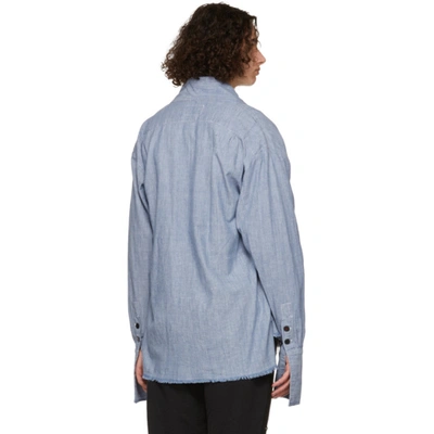 Shop Greg Lauren Blue Chambray Kimono Studio Cardigan