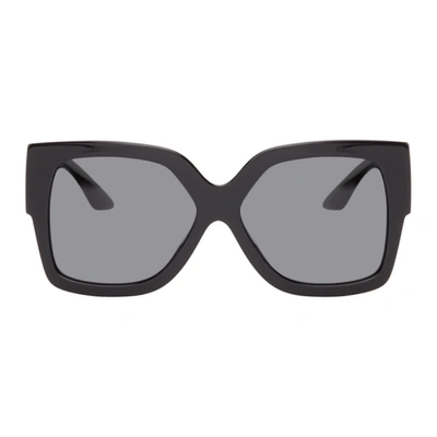 Shop Versace Black Greca Square Sunglasses In Gb1/87 Blk