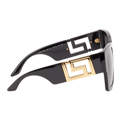 Shop Versace Black Greca Square Sunglasses In Gb1/87 Blk