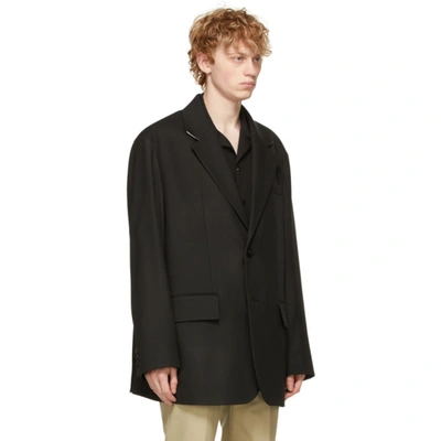 Shop Solid Homme Black Wool Oversized Blazer In Black 301b