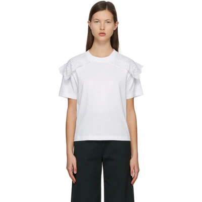 Shop See By Chloé White Lace Embellished T-shirt In 109 Whpwdr