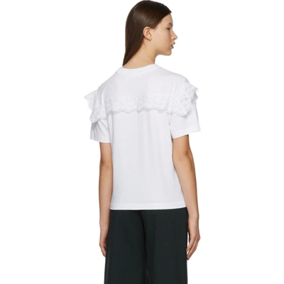 Shop See By Chloé White Lace Embellished T-shirt In 109 Whpwdr