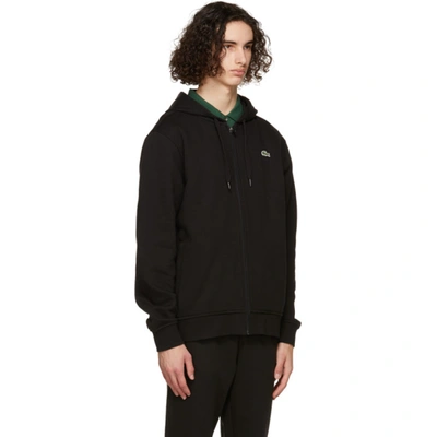 Shop Lacoste Black Bi-material Sport Zippered Hoodie In C31 Black