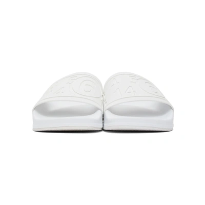 Shop Mm6 Maison Margiela White Logo Slides In T1003 White