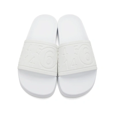 Shop Mm6 Maison Margiela White Logo Slides In T1003 White