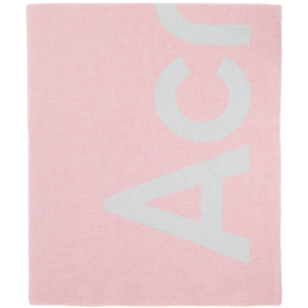 Acne Studios Pink Blue Logo Scarf In Azb Ltbluep Modesens