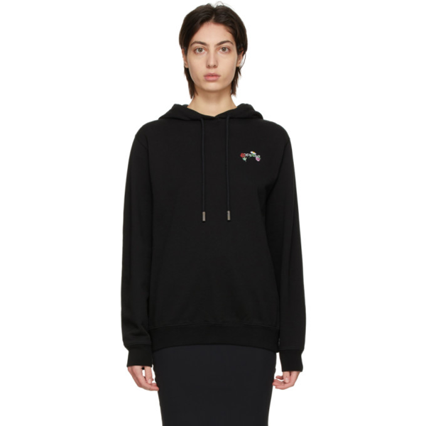 Off-White floral-embroidered Arrows cotton hoodie - Black