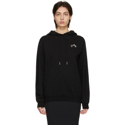 Shop Off-white Black Embroidered Arrows Flowers Hoodie