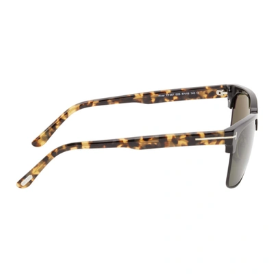 Tom Ford Black Tortoiseshell River Vintage Square Sunglasses In