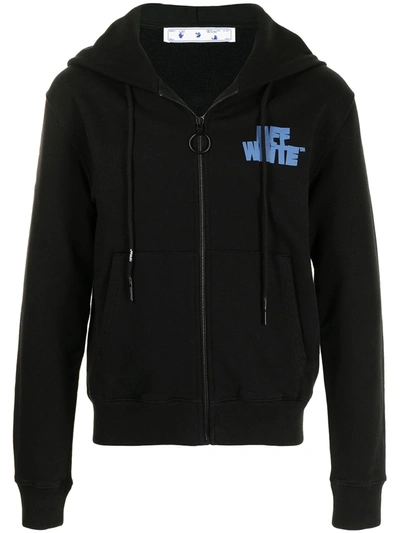 Shop Off-white Hand Off Print Zipped Hoodie In Black
