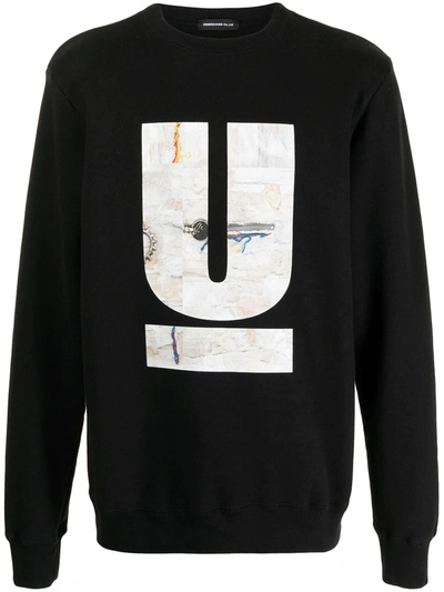 Shop Undercover Logo Stitching Print Sweatshirt In Black