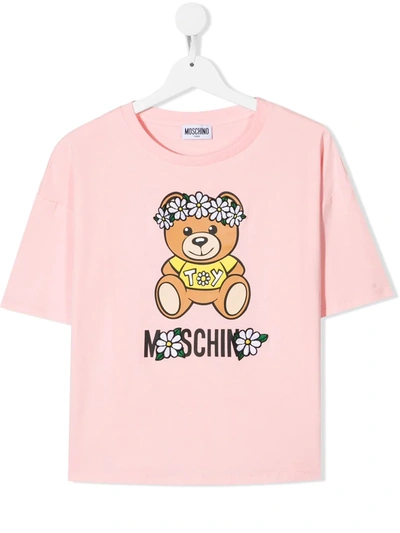 Shop Moschino Teen Teddy Bear-print Cotton T-shirt In Pink