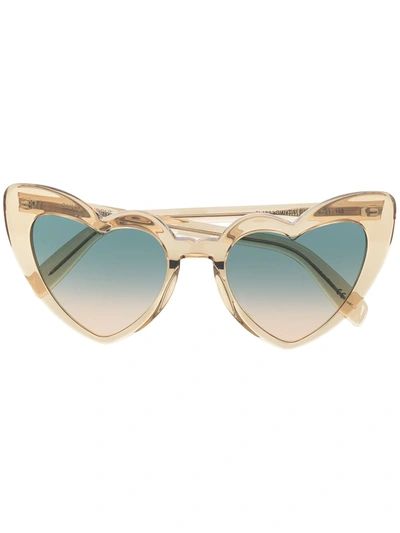 Shop Saint Laurent Heart-frame Sunglasses In Yellow