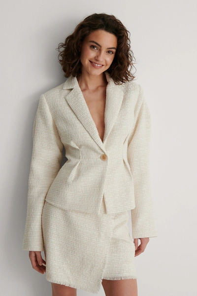 Shop Na-kd Classic Tweed Blazer - Beige In Cream