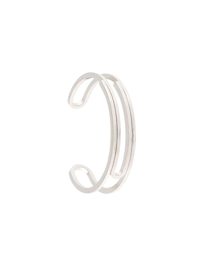 Off-white Paperclip Open Cuff Bracelet In Silver